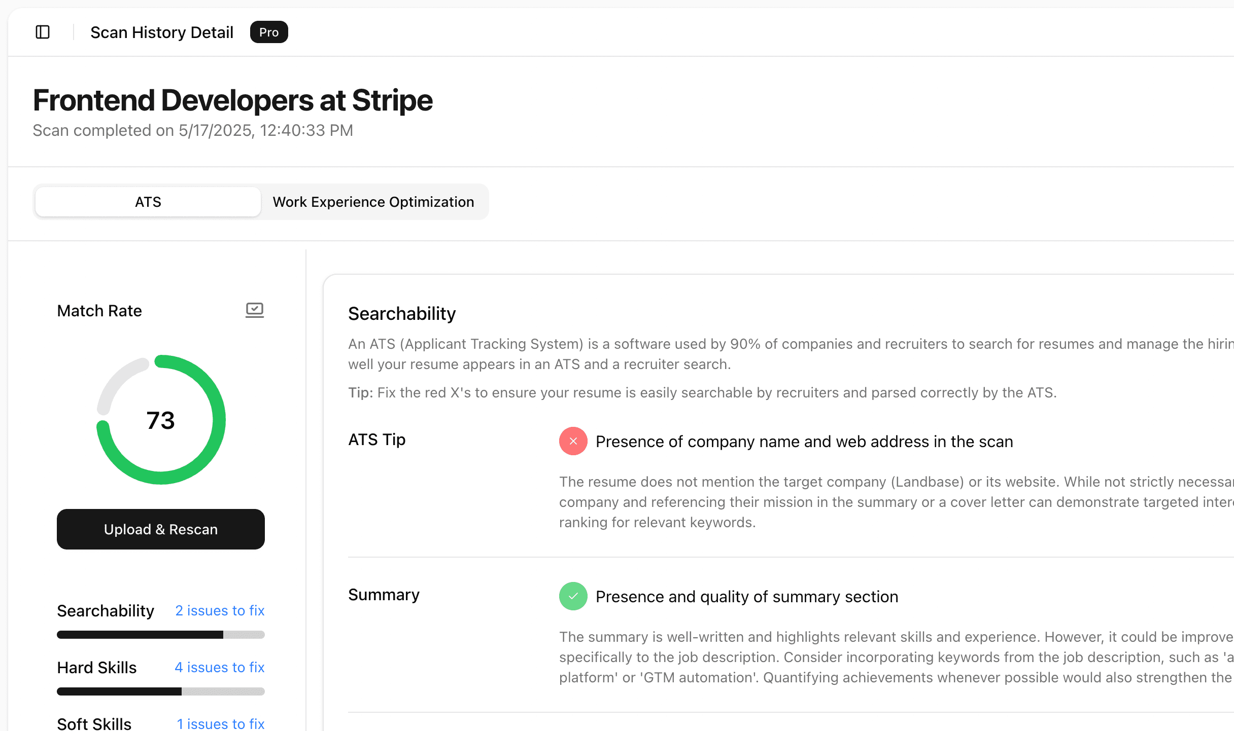ATS Optimizer screenshot